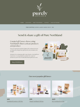 Purely Northland | Gift Boxes curated with Northland products | Website design